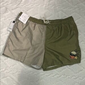 MENS SWIM TRUNKS 🩳 Two-Tone Swim Trunks with Fruit Design